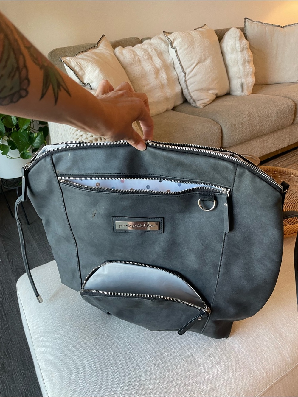 Petunia Pickle Bottom Slate Gray Convertible Baby Bag
